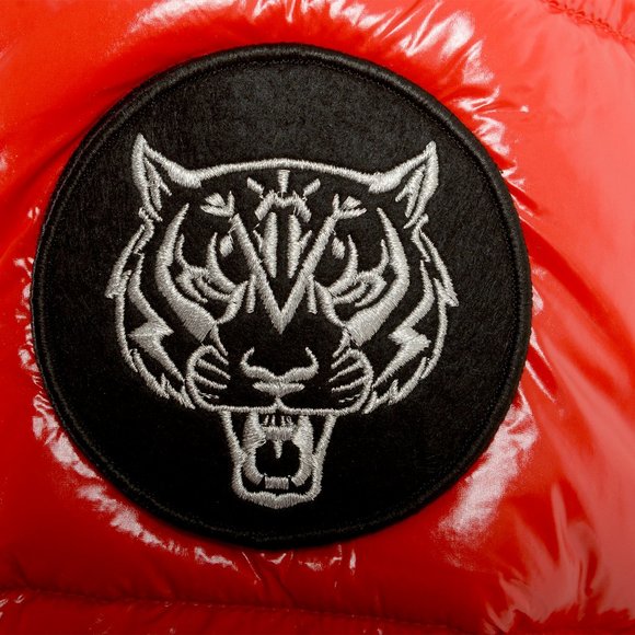 Plein Sport Men's Red Logo Print Zip Up Hooded Parka Jacket - Picture 5 of 10